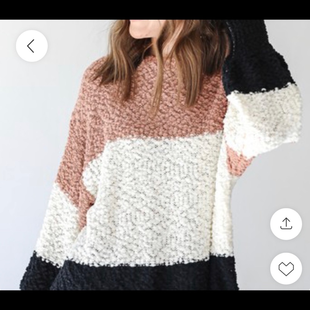 Striped Popcorn Knit Sweater